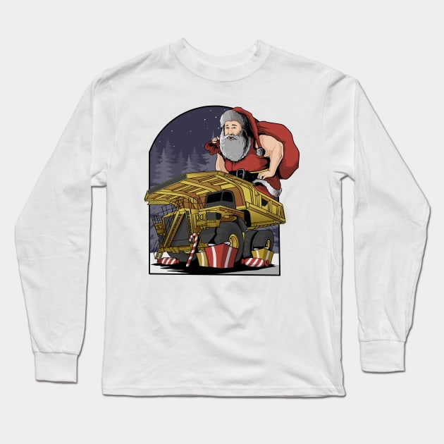 Dump Truck Santa Claus Long Sleeve T-Shirt by damnoverload